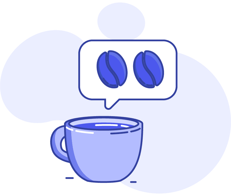 Illustration of a coffee cup and a text bubble