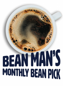Image of coffee cup with bean man's logo
